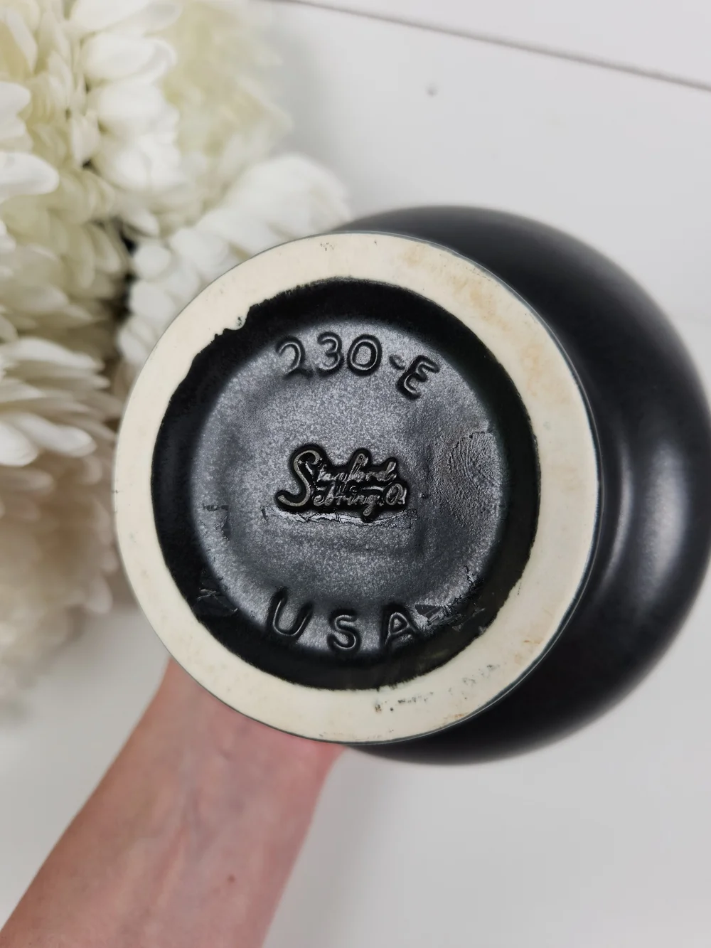 Mid Century Modern Stanford USA Black Vase | Vintage Black Mode Bulb Planter
